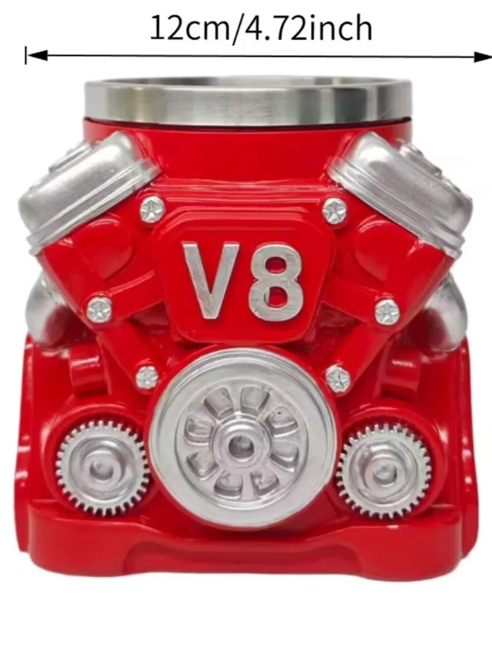 V8 Engine Stainless Steel Coffee Mug w/Insulated Handle, Perfect for Mechanics